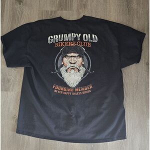 Grumpy Old Biker's Club Black T-Shirt Mens Size 2XL Motorcycle Skull Society